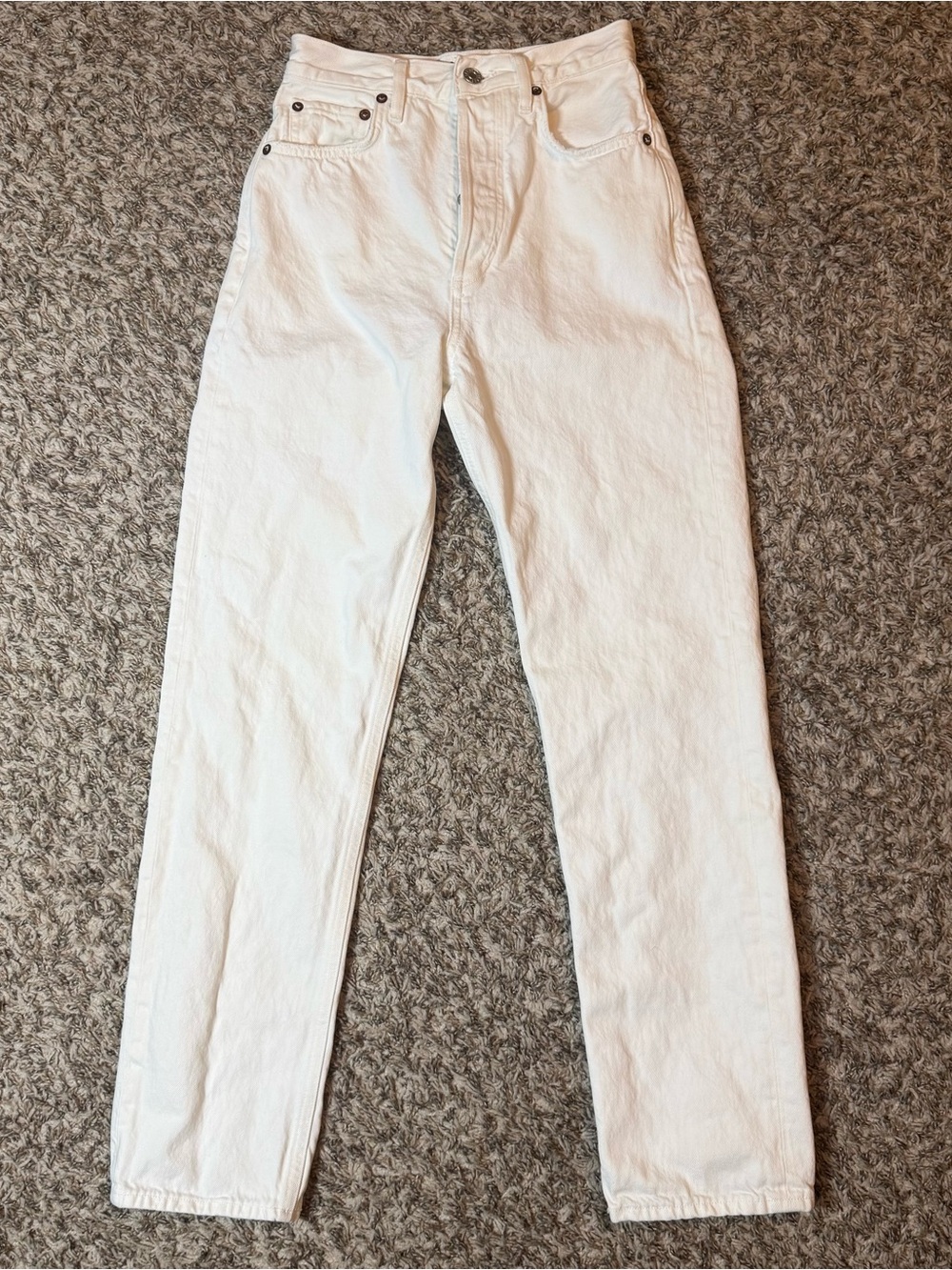 AGOLDE 90's Pinch Waist High Rise Straight Jeans in "Marshmallow White" wash